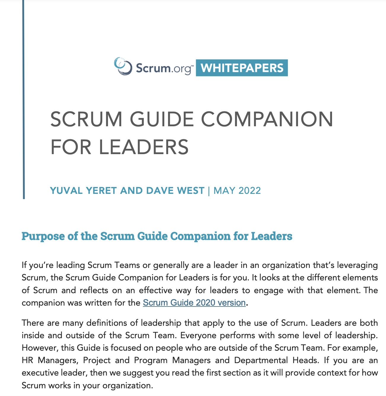 Scrum Guide Companion for Leaders